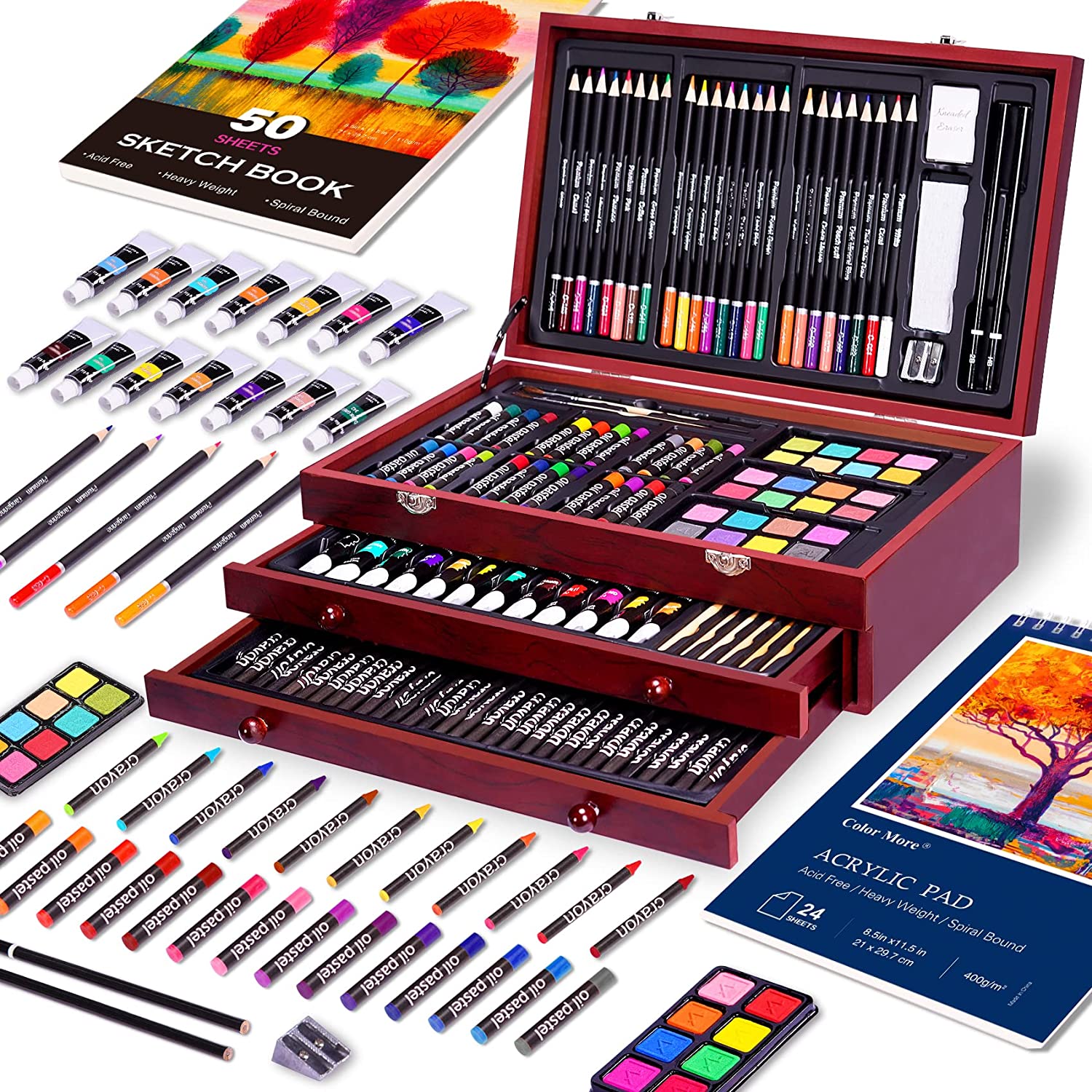 Set De Arte Profesional, Colores Lápices Kit Dibujo 114pcs, Moda de Mujer